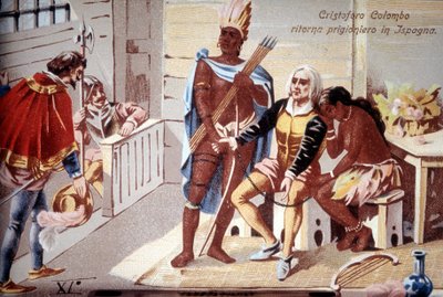 Christopher Columbus returns prisoner to Spain by Unknown artist