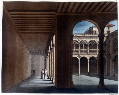 Cloister of Dominicans in Valladolid. 19th Century Lithography. by Unknown artist