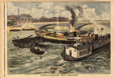 Collision on the Seine Between an English Steamboat and an Omnibus Peniche of Paris by Unknown artist
