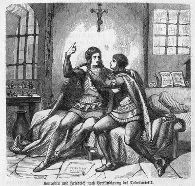 Conradin of Swabia and Frederick of Baden Being Informed of Their Execution in Prison in Naples - Conradin of Hohenstaufen, King of Sicily and Jerusalem under the name of Conrad by Unknown artist