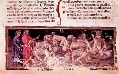 Dante and Virgil with the avaricious and spendthrifts (song 7 from Hell, in the Divine Comedy) by Unknown artist