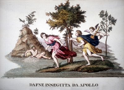 Daphne Pursued by Apollo - in Dizionario Mitologico by Unknown artist