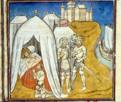Death of Louis IX from the plague during the 8th crusade in 1270 - Miniature by Unknown artist