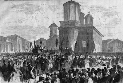 Demonstration in Bucharest for Prince Charles of Hohenzollern-Sigmaringen, new king of Romania by Unknown artist