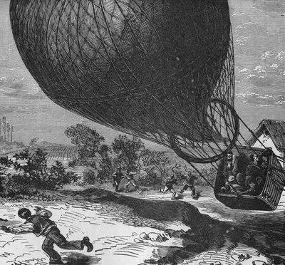 Descent of the Balloon Zenith with the Bodies of Crocé-Spinelli and Sivel, Who Died of Asphyxia During the Ascent, and Gaston Tissandier Fainted. In Album de la Science, Éditions Jouvet by Unknown artist