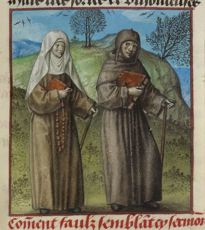 Abstinence Contrainte (Forced Abstinence) and Faux Semblant (False Seeming) on Their Way to See Malebouche (Evil Tongue) (detail) by Unknown artist