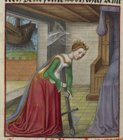(Detail) Dido falling on her sword and committing suicide after Aeneas