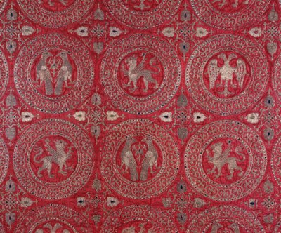 Detail of Ecclesiastic Costume Fabric in Purple Silk from Cyprus Representing Fantastic Animals (13th century) by Unknown artist