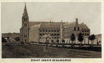 Dinant, Abbey of Maredsous, Wallonia, Belgium. Chromolithography of the late 19th century by Unknown artist