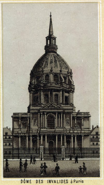 Dome des Invalides in Paris. Chromolithography of the end of the 19th century by Unknown artist