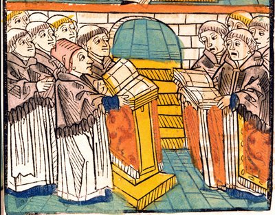 Ecclesiastic singing (singing monks) - in Council of Constance manuscript from 1497 by Unknown artist