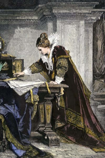 Elizabeth I of England Signing the Order of Execution of Mary Stuart by Unknown Artist