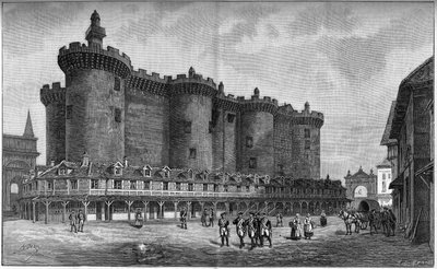 Engraving representing the Bastille district, with the prison, in 1788 by Unknown artist