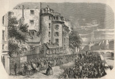 Entry of the Police Prefecture by Rue de Jerusalem at the Corner of Quai des Orfevres in Paris in the 19th Century Before 1871 - Engraving in Tableau-de-Paris by Edmond Texier 1852 by Unknown artist