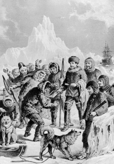 Eskimos discovering a mirror brought by expeditors - Arctic Expedition from British and foreign shores from the earliest to the expeditions of 1875. by Unknown artist