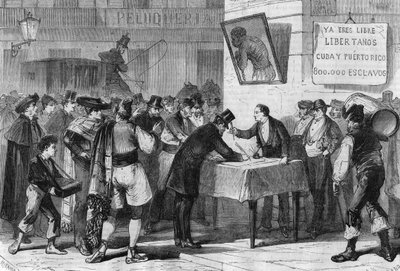 Events in Spain in 1885: public subscription in Madrid for the purchase of slaves from Cuba and Puerto Rico by Unknown artist