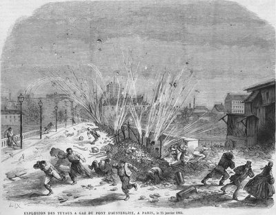 Explosion of gas pipes of the bridge of Austerlitz, Paris, January 25 by Unknown artist