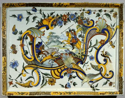 Faience Dish Representing a Wild Boar Hunting Scene by Unknown artist