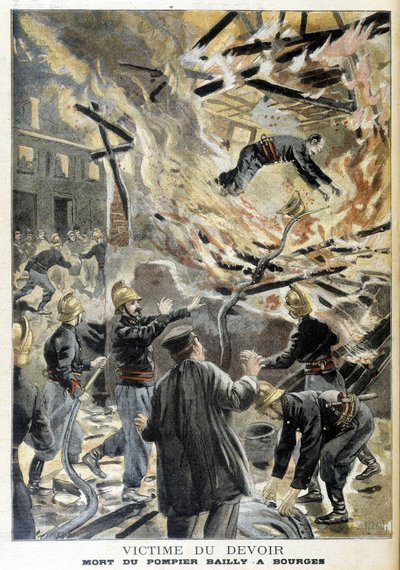 Firefighter Bailly died in Bourges in a fire during an intervention. Illustration of the 