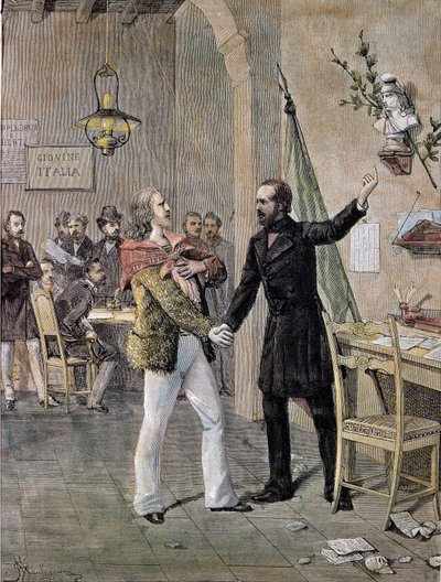 First meeting between Giuseppe Garibaldi and Giuseppe Mazzini in Marseille in 1833 by Unknown artist