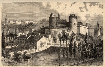 Fougeres vue generale - Bretagne - engraving in PATRIE - DESCRIPTION PICTUREQUIREQUE DE LA FRANCE EN 6 VOLUES BY LUCIEN HUARD - end 19th century by Unknown artist