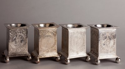 Four saltcellars: Left to the right: 1636 by Unknown artist