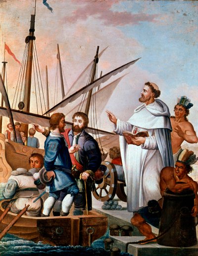 Fra Bartolome de Olmedo Building Brigantines and Sailors to Explore the New World in 1500 by Unknown Artist