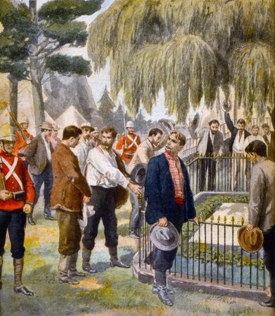 French prisoners of war, deported to St Helena for fighting in support of the Boers, during the Boer War by Unknown Artist