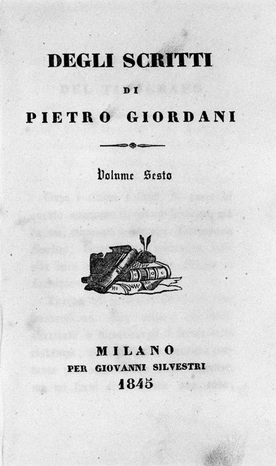 Frontispiece of Writings by Pietro Giordani by Unknown artist