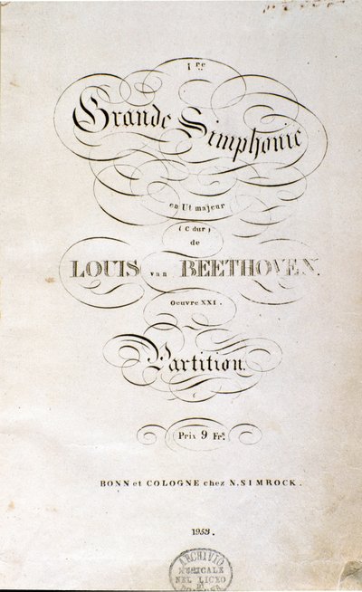 Frontispiece of the first German edition of the score of Symphony No. 1 in C major by Ludwig van Beethoven by Unknown artist