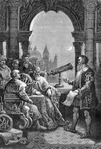 Galileo Galilei presenting the first astronomical bezel to the Doge of Venice by Unknown artist