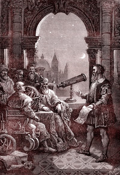 Galileo Shows the First Telescope to the Doge of Venice (engraving) by Unknown Artist