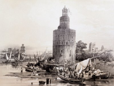 Gold Tower, Seville, “Artistic and monumental Spain of famous sites and monuments of Spain” by Don Genaro Perez de Villa by Unknown artist