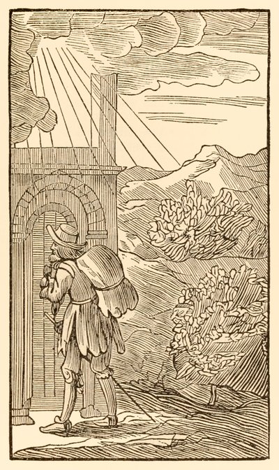 He That Will Enter In Must First Without Stand Knocking at the Gate from The Pilgrims Progress From This World, To That Which Is To Come by John Bunyan (1628-1688) by Unknown