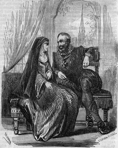 Henry IV King of France with the Abbess of Montmartre Marie de Beauvilliers (Engraving of the 19th Century) by Unknown artist