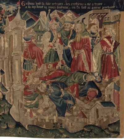 History of Saint Piat and Saint Eleuthère, Scene 14: The plague is quashing the city of Tournai by Unknown artist