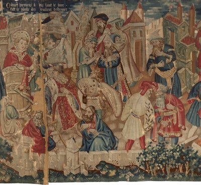 History of Saint Piat and Saint Eleuthère, Scene 4: Hirineus is destroying the idol of the Tournai people by Unknown artist