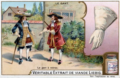 History of the glove: the glove as a rearm - Liebig chromolithography by Unknown artist