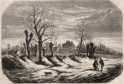House of George Sand (Aurore Dupin), Baroness Dudevant to Nohant Vic in the Indre. Engraving in 