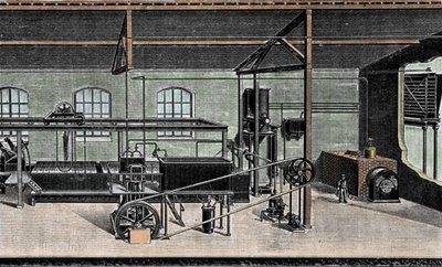 Ice manufacture: customs installation. 19th century engraving by Unknown artist