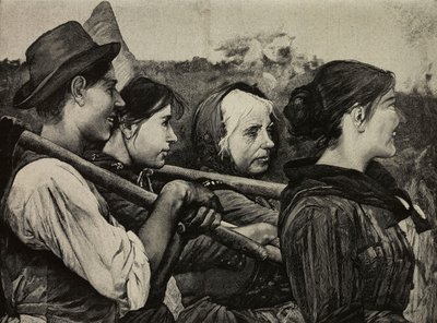 In the Fields, engraving by F Cantagalli from a photograph by G Brogi from L
