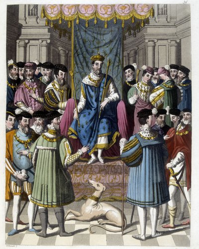 Interview with Francois 1st (1494 - 1547) and Henry VIII (1491 - 1547) of England. Engraving of the 19th century. by Unknown artist