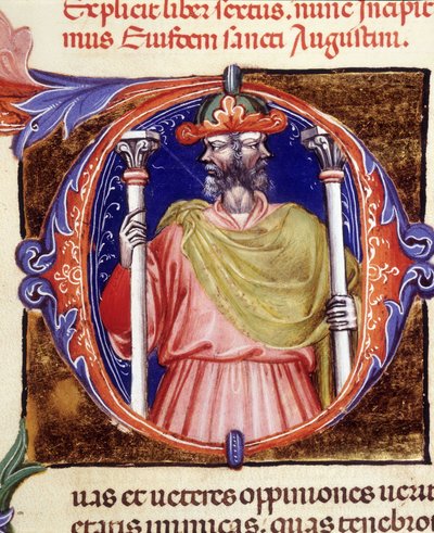 Janus, Roman deity, two opposite faces - from a manuscript of 