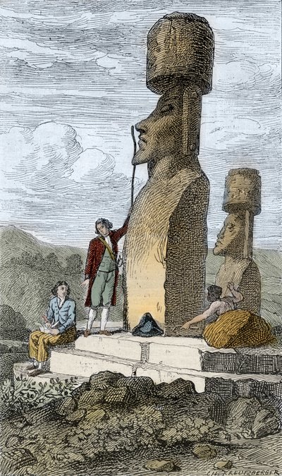 Jean-Francois Galaup, Comte de La Perouse on Easter Island during his Asiatic voyage by Unknown artist