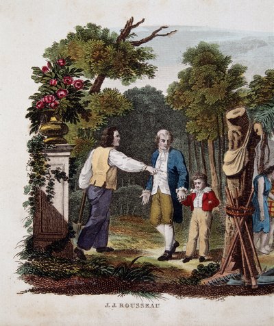 Jean Jacques Rousseau with a Child, Interpellated by a Peasant by Unknown artist