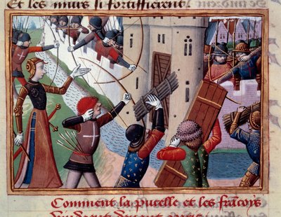 Joan of Arc at the siege of Paris led the assault to the Saint-Honore gate on September 8 by Unknown artist