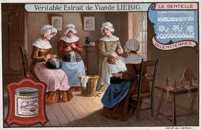 Lace Workshop, Valenciennes, Liebig Advertising, circa 1895 by Unknown artist