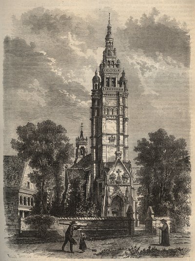 Gothic Art in Decline - Notre-Dame de Roscoff in Brittany - 19th century engraving by Unknown artist
