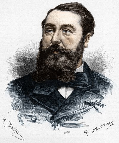 Leo Delibes (1836-1891), French musician and composer. Wood engraving by Charles Baude after Gaston Vuillier in 