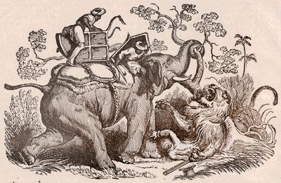 Lion Hunting Scene: The Hunter, Tomb of the Elephant, is Now in the Claws of the Lion by Unknown artist